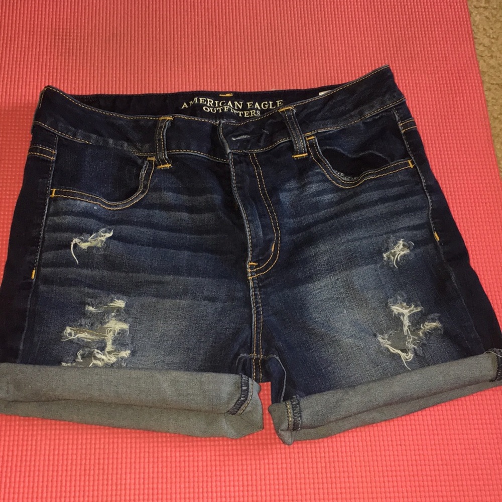 Dark wash american eagle shorts